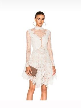 Jonathan Simkhai white Lace Long-Sleeve Fit & Flare Dress Beautiful for Wedding